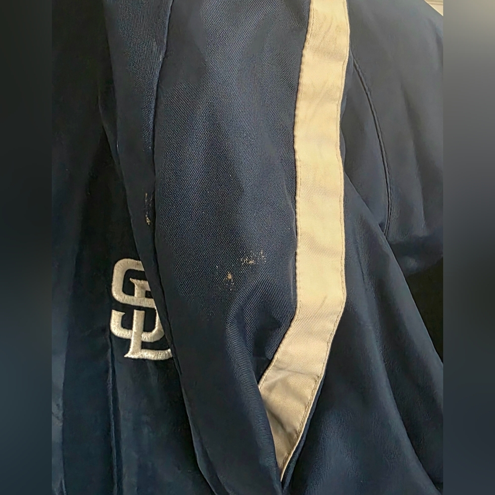 Majestic Vintage San Diego Padres Jacket Men's SZ Medium Blue official Baseball - Picture 9 of 15